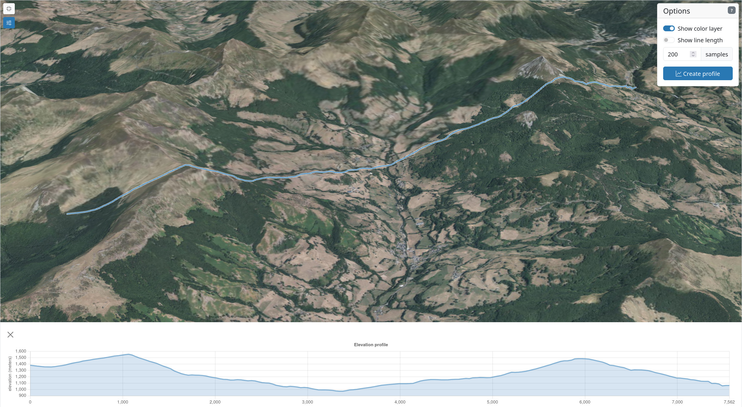 Giro3D elevation profile
